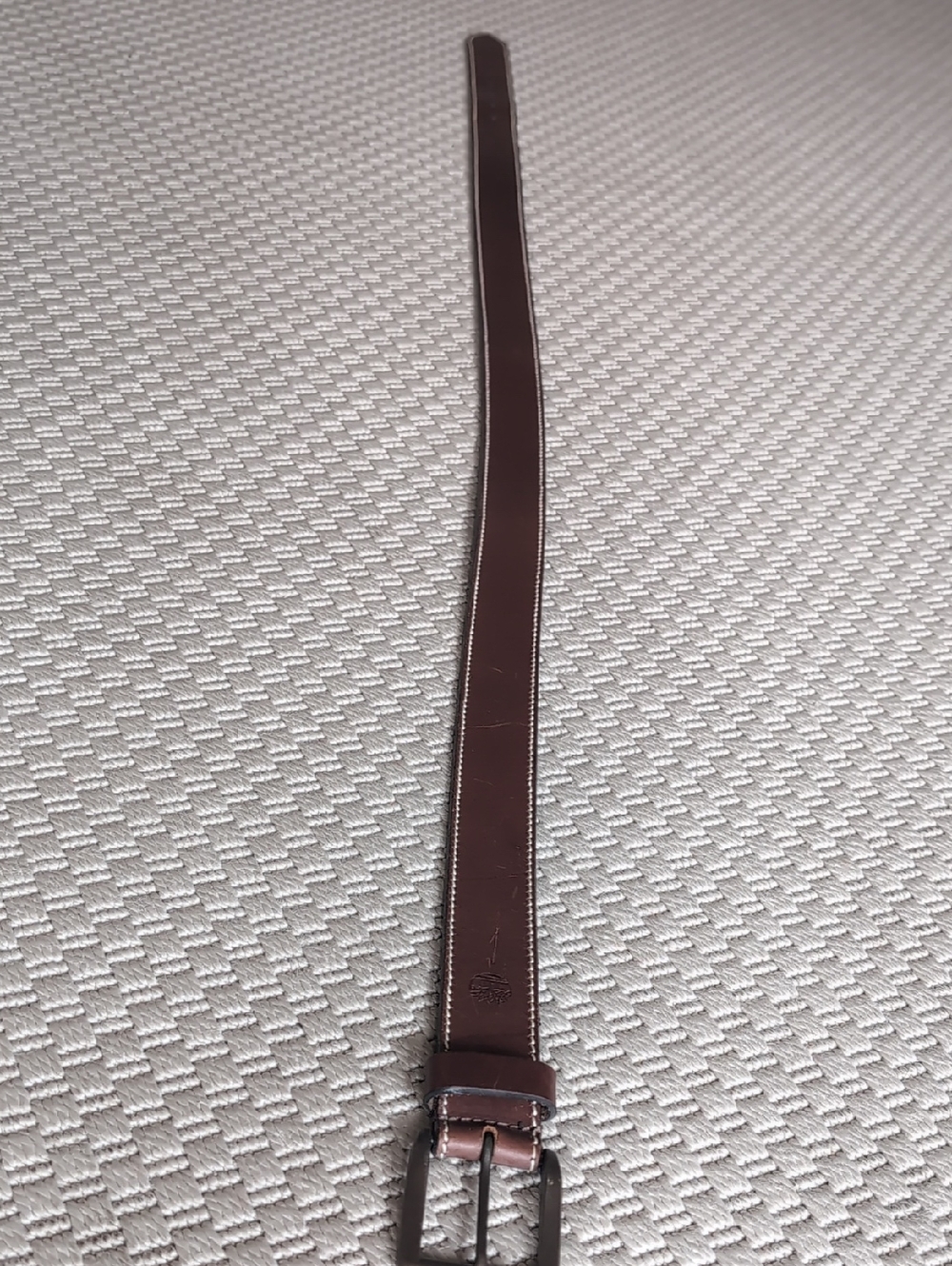 Timberland Brown Leather Belt with Polished Metal Buckle